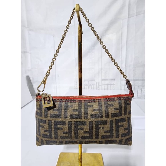 Fendi Handbags - Authentic FENDI Zucca Spalmati Pochette Brown
